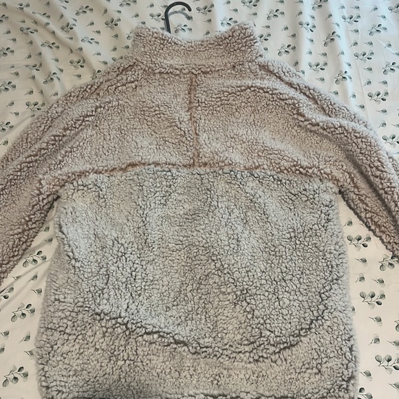 Grey/light pink super soft sherpa quarter zip - Picture 2 of 2